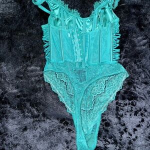 Teal Lace Corset Bodysuit
